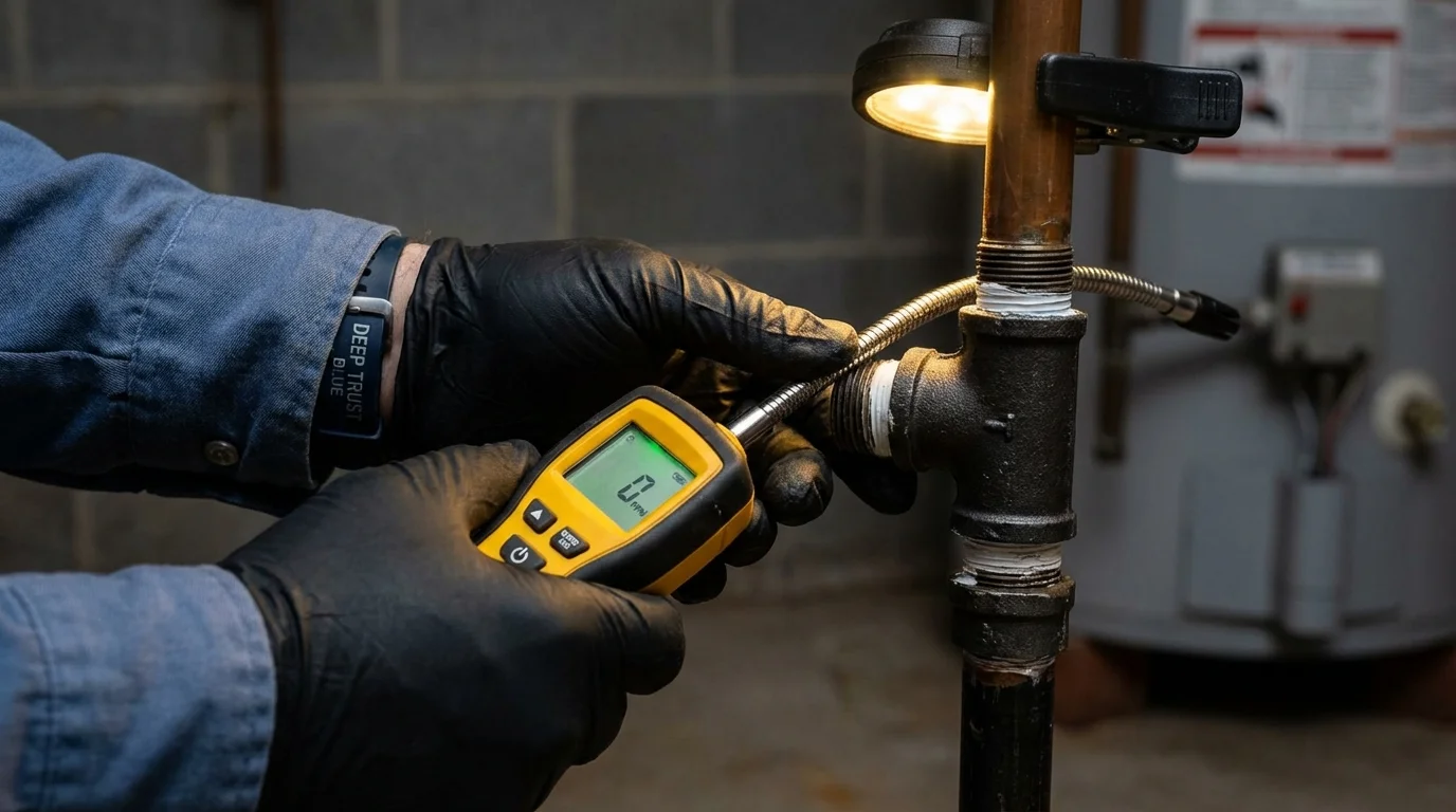 Gas leak detection with electronic sniffer by Johns Plumbing LLC in Port Washington